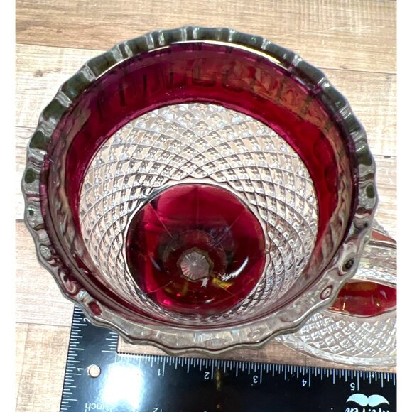 Westmoreland Waterford Crystal w/ Ruby Stain English Hobnail Pattern Signed - Picture 4 of 5